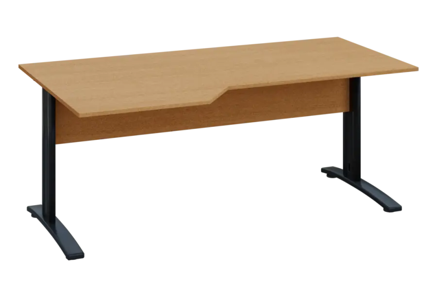 EZK 18 - 186 stůl kancelářský, rohový, levý, kovová podnož černá, deska 18 mm, široký 1800 mm, buk Royal